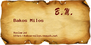 Bakos Milos névjegykártya
